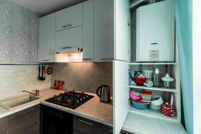 Газовый котел в интерьере кухни 6 кв.м.
