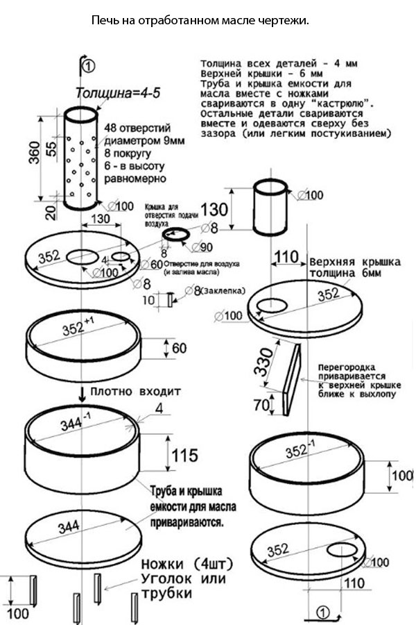 Схема печи на отработке Схема печи на отработке