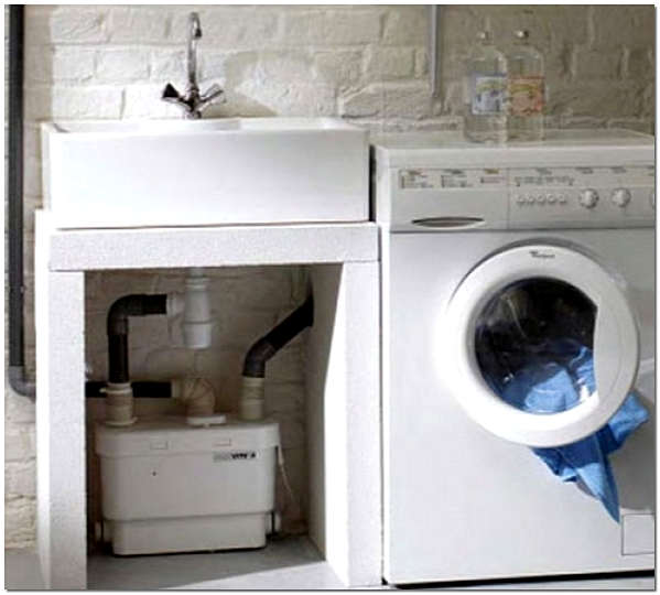 Подключение Grundfos Sololift2 C-3 к стиральной машине и раковине фото Grundfos Sololift2 C-3 подключен к стиральной машине и раковине