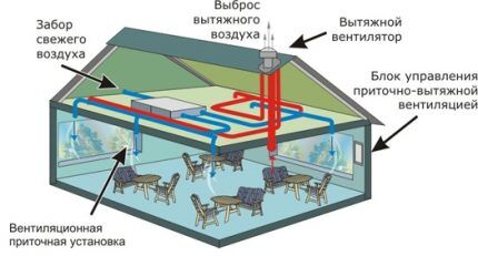 как организовать систему вентиляции частного дома и офиса Места выброса и забора воздуха