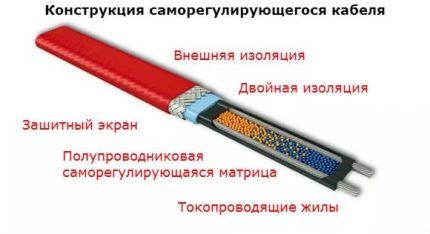Схема саморегулирующего кабеля