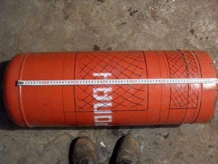 Какого размера сделать буржуйку из газового баллона своими руками Разметка корпуса буржуйки