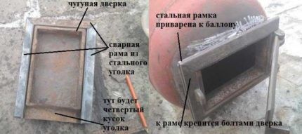 Дверца для самодельной буржуйки из газового баллона Установка готовой дверцы
