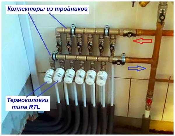 Гребенка для теплого пола своими руками из латунных фитингов Запитка контуров от котла через головки RTL