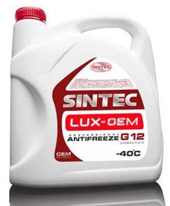 Антифриз на основе этиленгликоля: марки, различия, состав Антифриз Sintec LUX G12