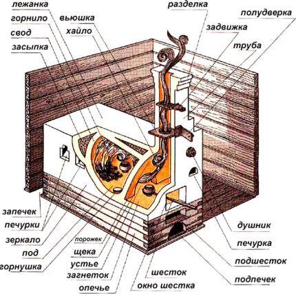 Части русской печи Части русской печи