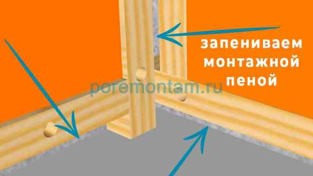 запениваем щели монтажной пеной