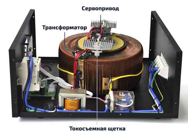 Устройство сервоприводного стабилизатора напряжения Электромеханический стабилизатор